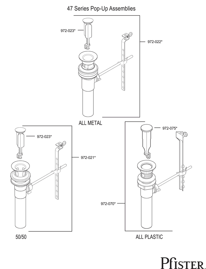 Pfister 47 Series Pop-ups Replacement Parts - pfister tech 140