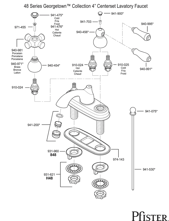 Pfister 48 Series Georgetown Replacement Parts - pfister tech 142