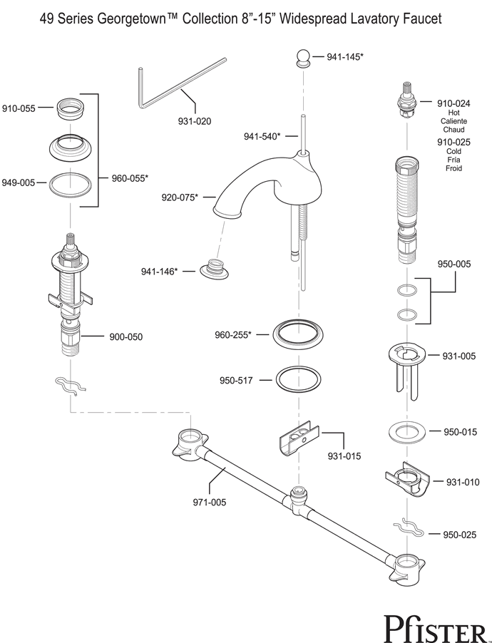 Pfister 49 Series Georgetown Replacement Parts - pfister tech 162