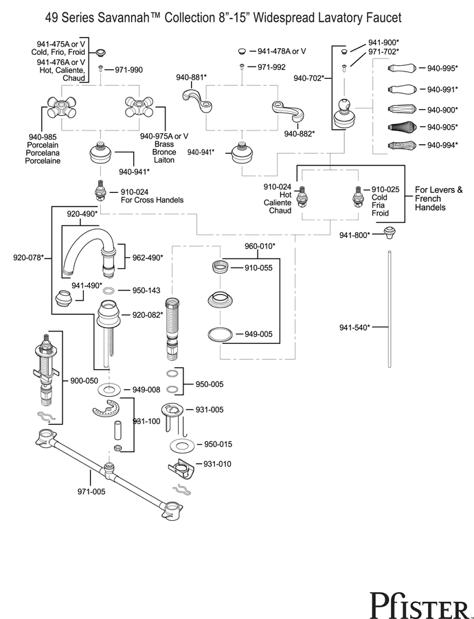 Pfister 49 Series Savannah Replacement Parts - pfister tech 163