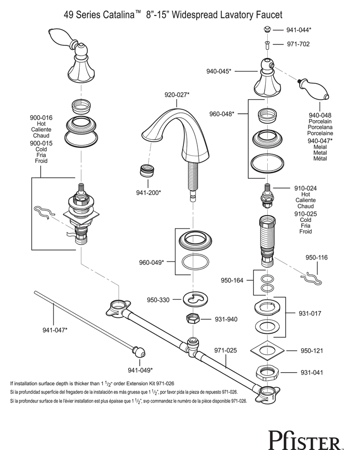 Pfister 49 Series Catalina Replacement Parts - pfister tech 168