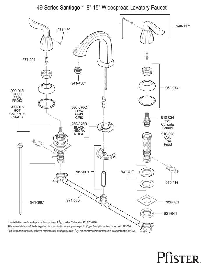Pfister 49 Series Santiago Replacement Parts - pfister tech 176