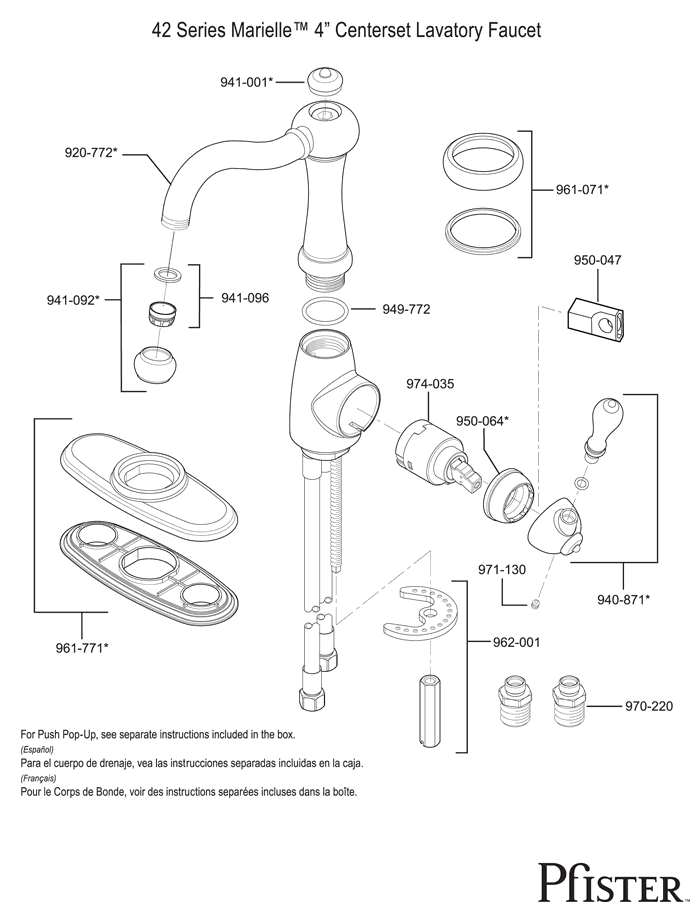 Pfister 42 Series Marielle Replacement Parts - pfister tech 198