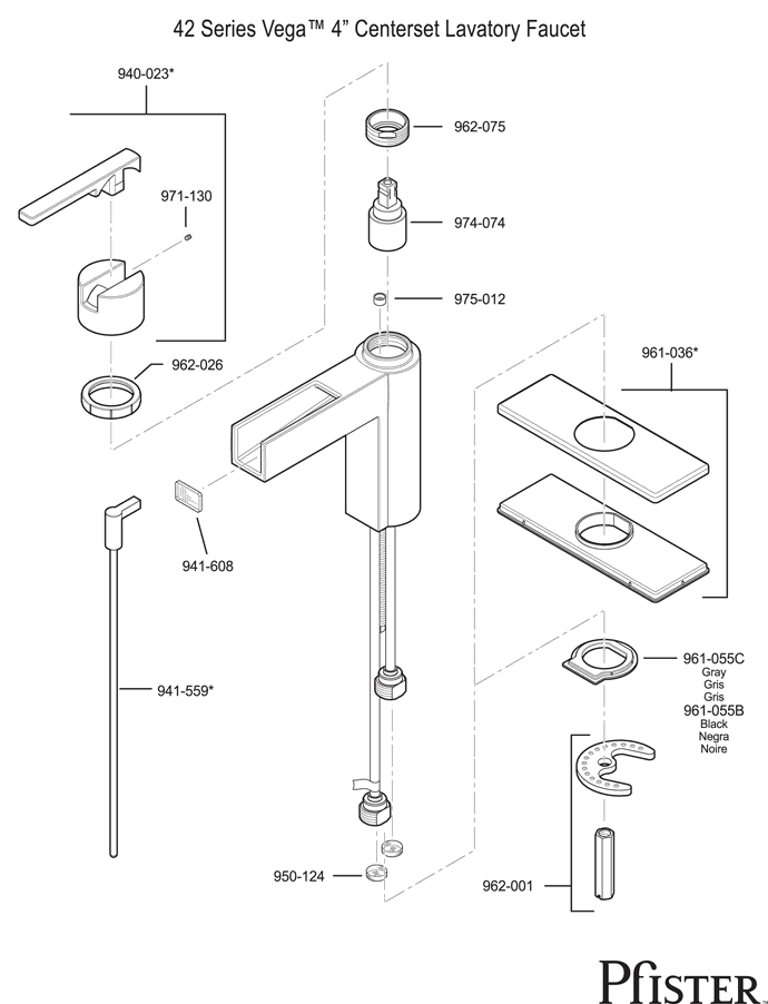Pfister 42 Series Vega Replacement Parts - pfister tech 200