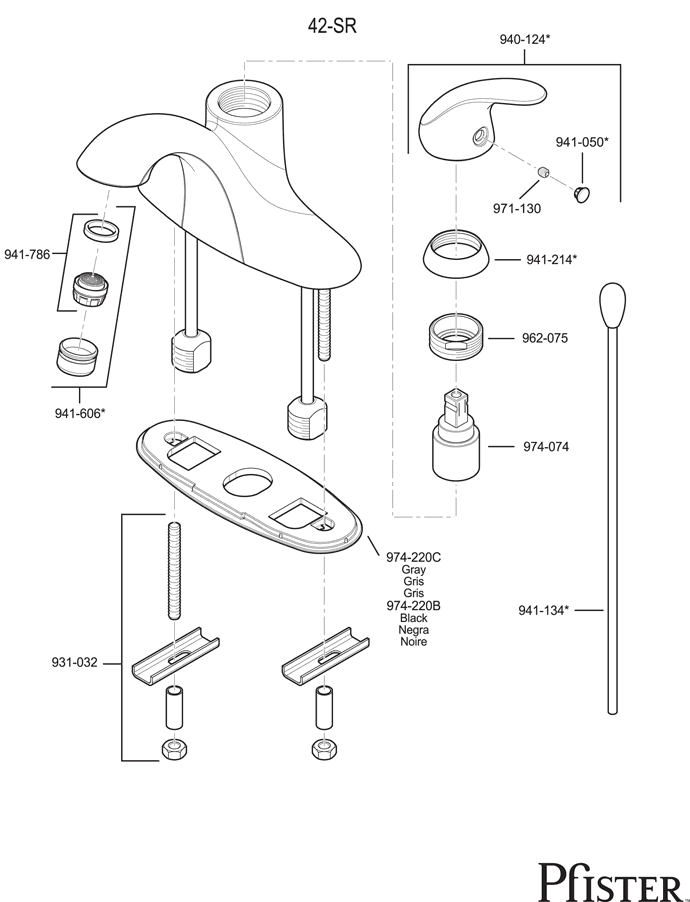 Pfister 42 Series Serrano Replacement Parts - pfister tech 203