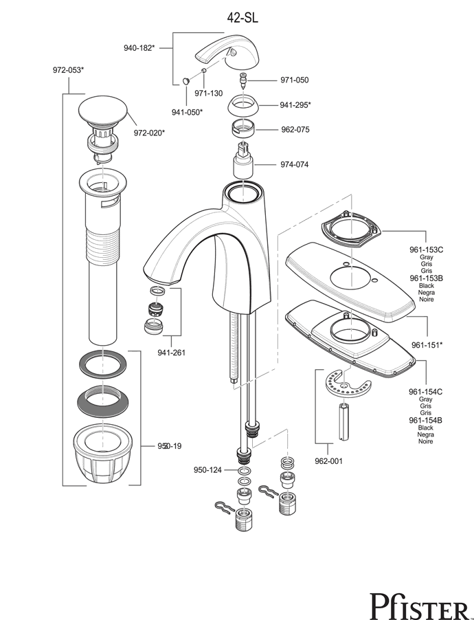 Pfister 42 Series Selia Replacement Parts - pfister tech 204