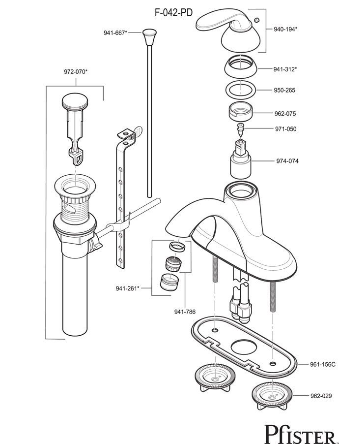 Pfister 42 Series Pasadena Replacement Parts - pfister tech 206