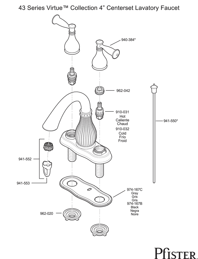 Pfister 43 Series Virtue Replacement Parts - pfister tech 211
