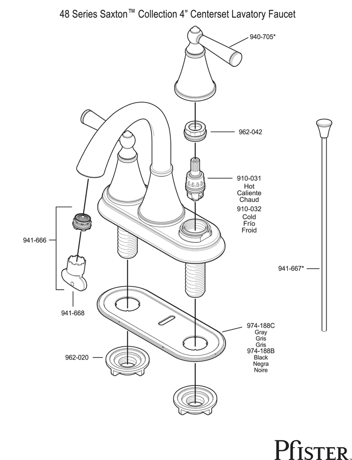 Pfister 48 Series Saxton Replacement Parts - pfister tech 217