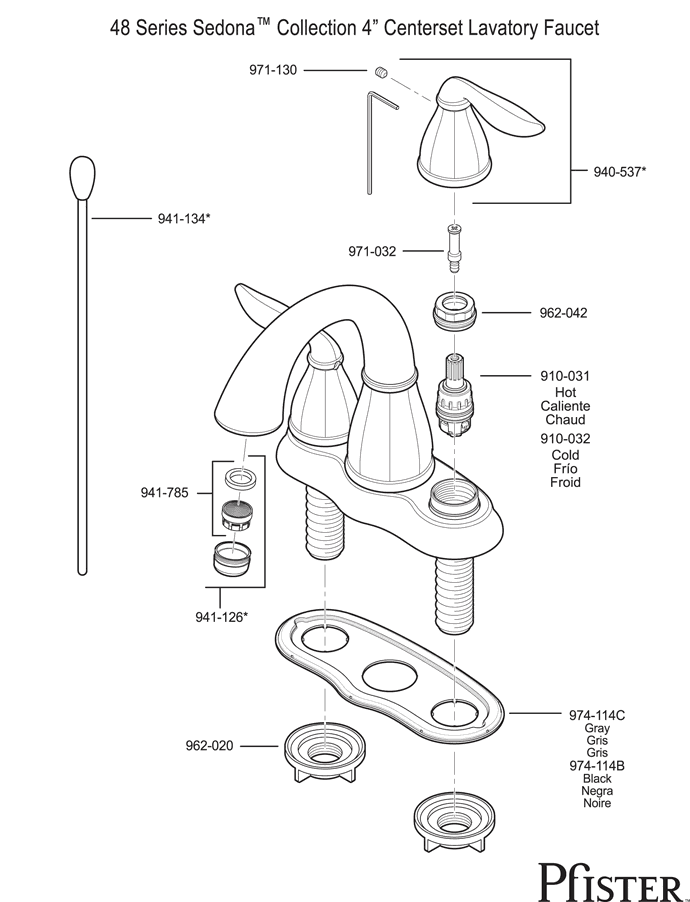 Pfister 48 Series Sedona Replacement Parts - pfister tech 218