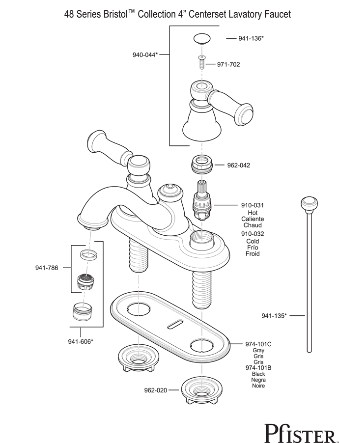 Pfister 48 Series Bristol Replacement Parts - pfister tech 219
