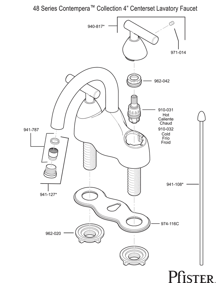 Pfister 48 Series Contempra Replacement Parts - pfister tech 222