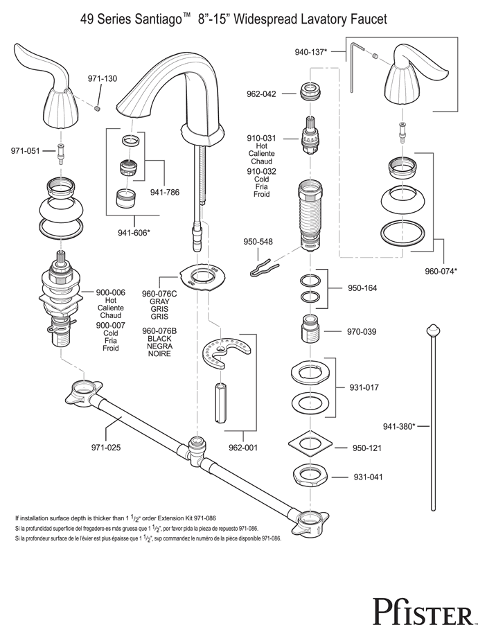 Pfister 49 Series Santiago Replacement Parts - pfister tech 243