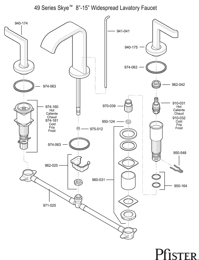 Pfister 49 Series Skye Replacement Parts - pfister tech 249