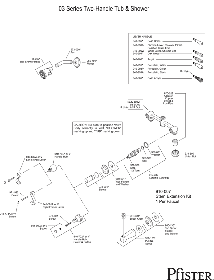 Pfister 03 Series Two Handle - Pg1 Replacement Parts - pfister tech 270