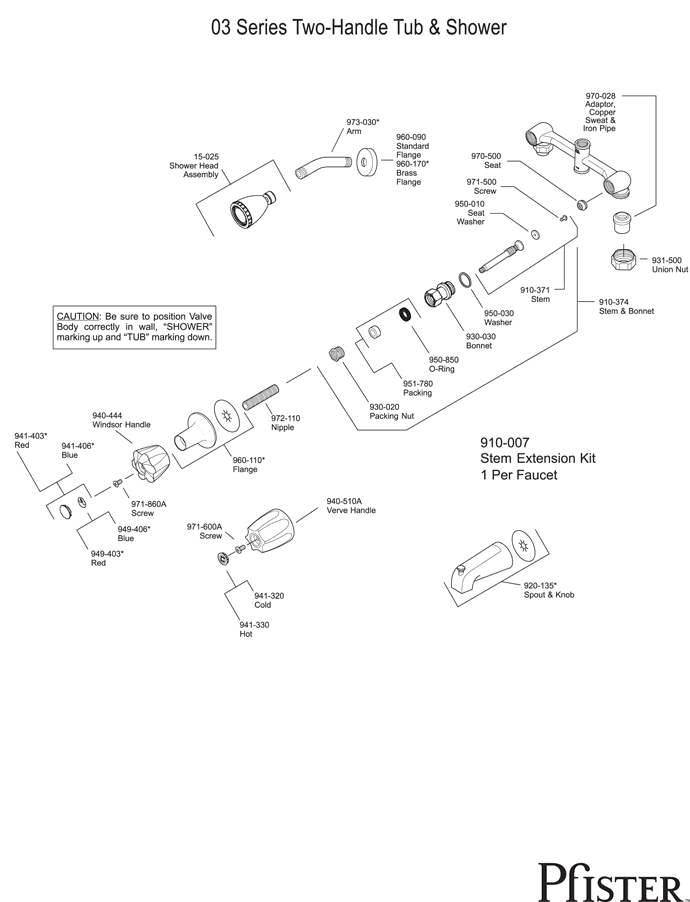 Pfister 03 Series Two Handle - Pg2 Replacement Parts - pfister tech 271