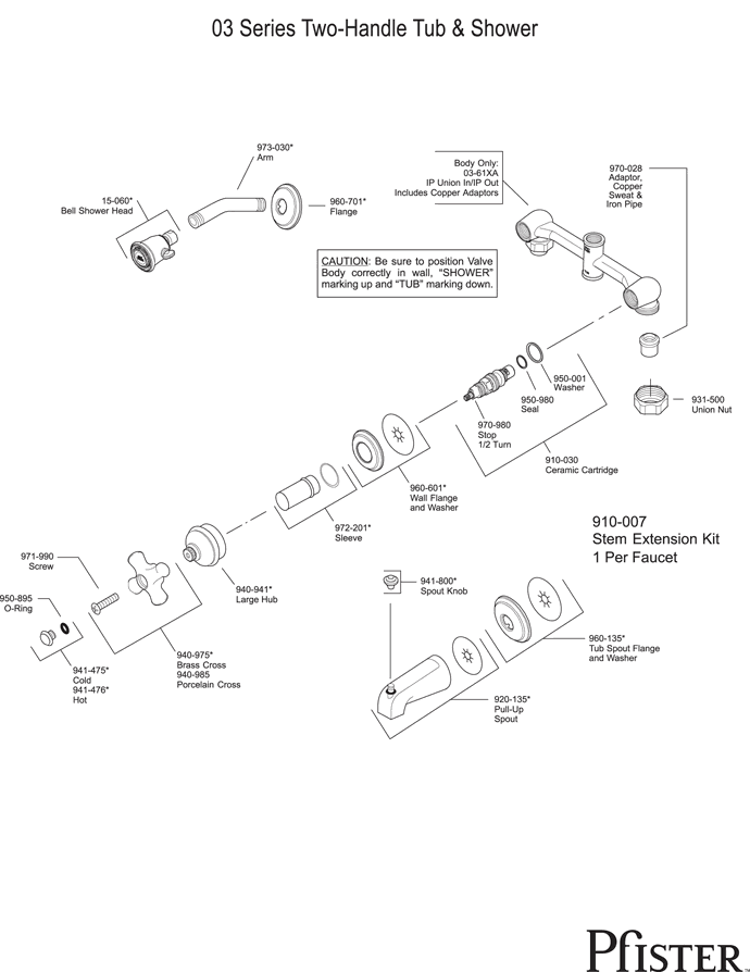 Pfister 03 Series Two Handle - Pg4 Replacement Parts - pfister tech 273