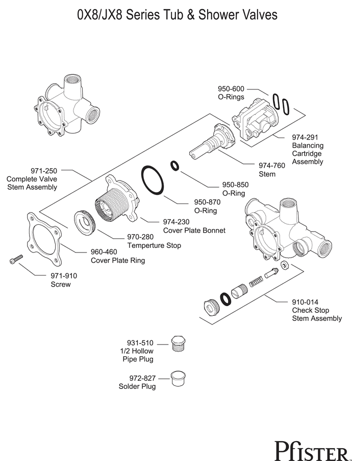 Pfister 0X8 Series - Pg1 Replacement Parts - pfister tech 287