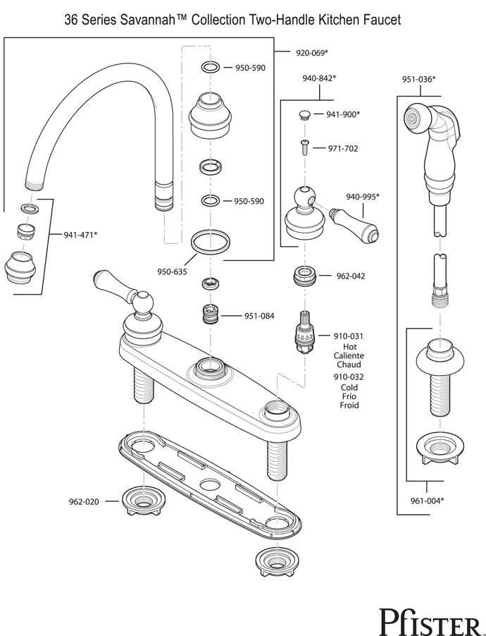 Pfister 36 Series Savannah Replacement Parts - pfister tech 29