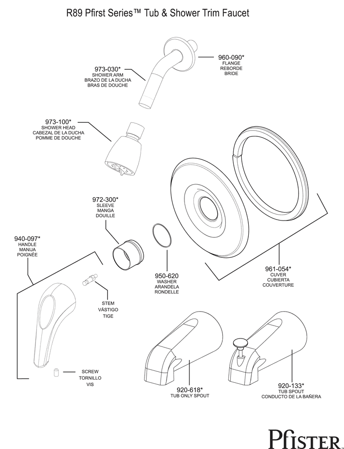 Pfister R89 Pfirst Series - Pg1 Replacement Parts - pfister tech 309