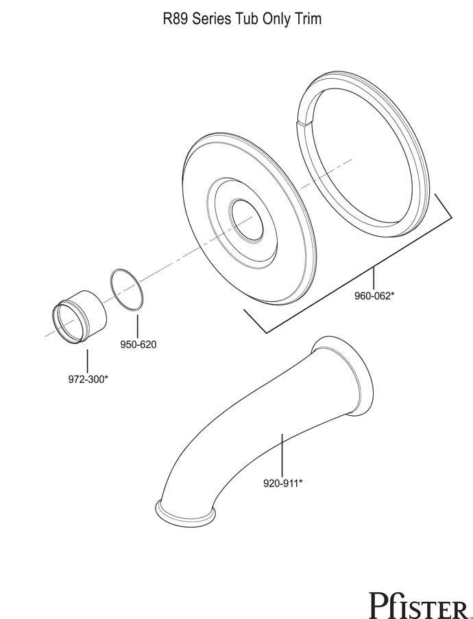 Pfister R89 Series Tub Filler Replacement Parts - pfister tech 328