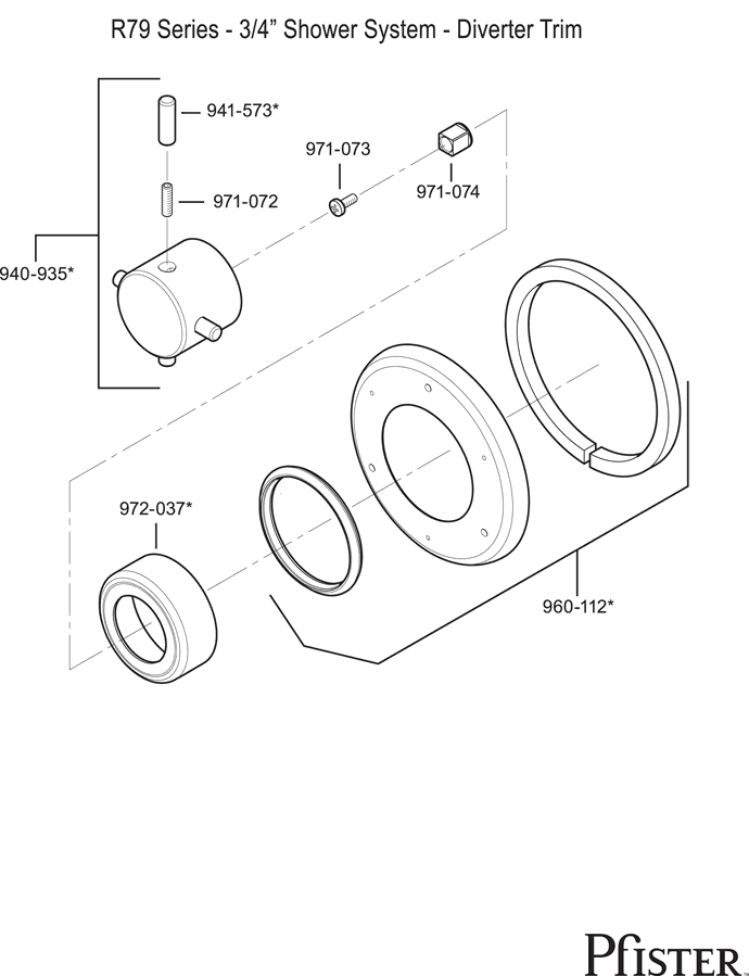 Pfister R79 Series 3/4” Thermostatic Replacement Parts - pfister tech 332