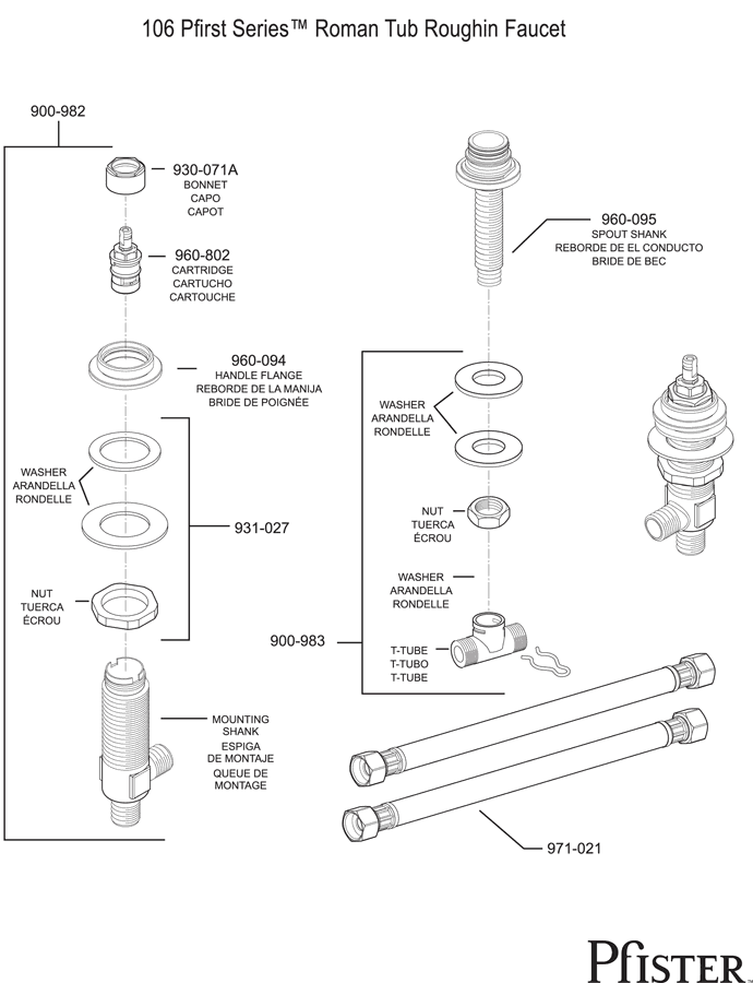 Pfister 106 Pfirst Series Replacement Parts - pfister tech 347