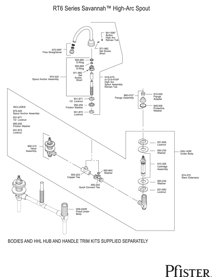 Pfister RT6 Series Savannah Replacement Parts - pfister tech 354