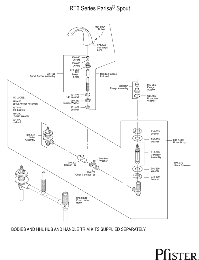 Pfister RT6 Series Parisa Replacement Parts - pfister tech 357
