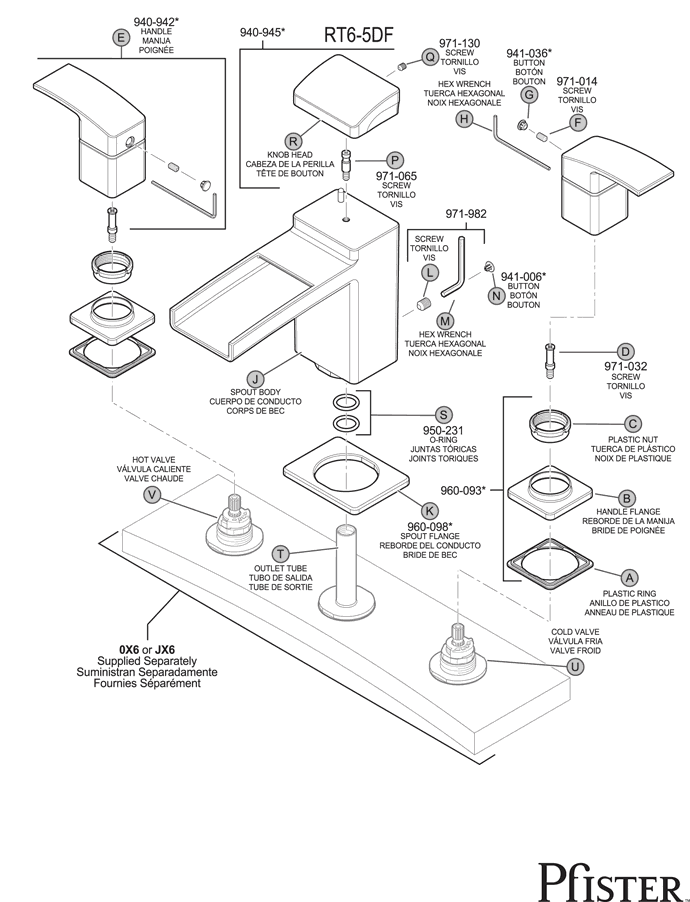 Pfister RT6-5 Series Kenzo Replacement Parts - pfister tech 377