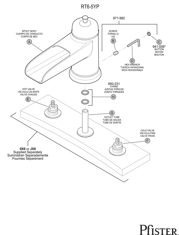 Pfister RT6-5 Series Ashfield - Pg1 Replacement Parts - pfister tech 378
