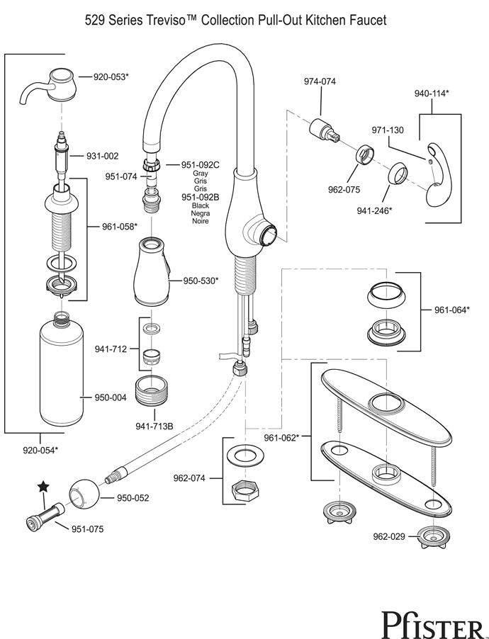 Pfister 529 Series Treviso Replacement Parts - pfister tech 49