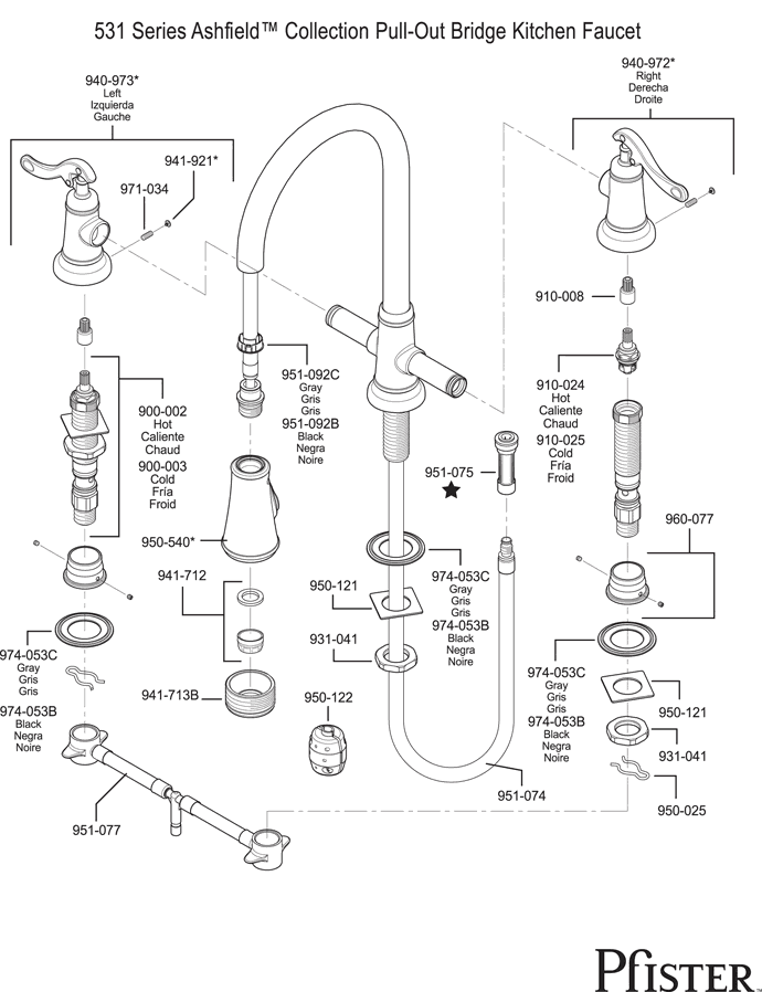 Pfister 531 Series Ashfield Replacement Parts - pfister tech 52