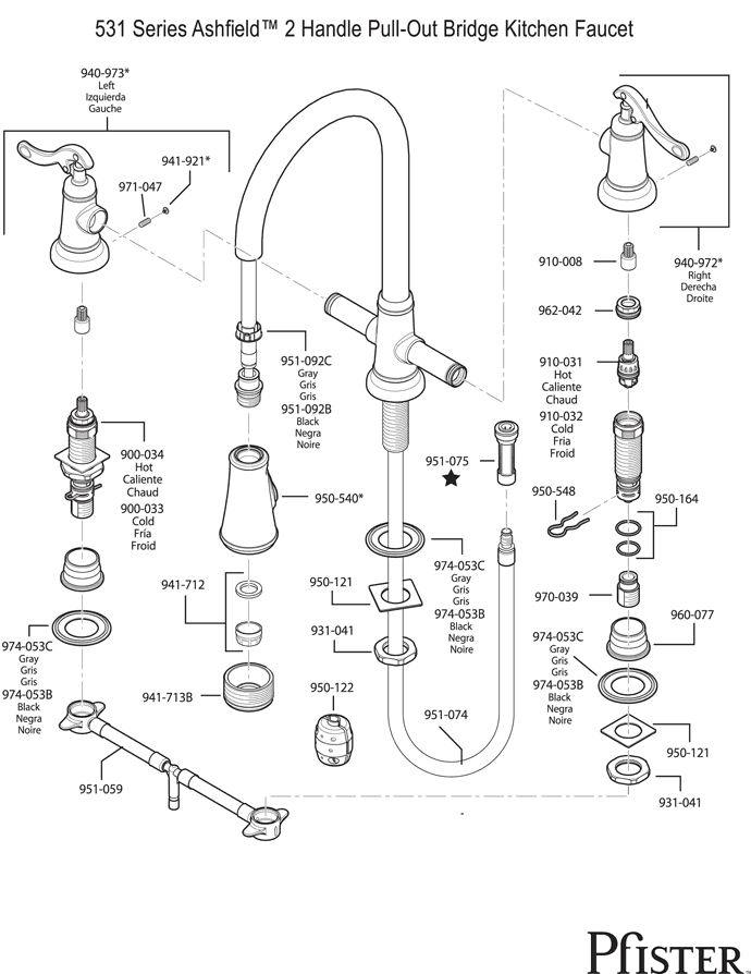 Pfister 531 Series Ashfield Replacement Parts - pfister tech 96