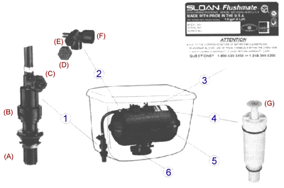 Sloan Flushmate 501-B Replacement Parts