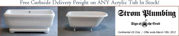 Free Shipping On ALL Acrylic Bath Tubs from Strom Plumbing