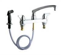 Chicago Faucets - 1102-E29CP - 8-inch Center Deck Mounted Sink Faucet with Side Spray