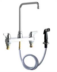 Chicago Faucets - 1102-HA8ABCP - 8-inch Center Deck Mounted Sink Faucet with Side Spray and High-Rise Spout