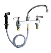 Chicago Faucets - 1102-L9-369ABCP - 8-inch Center Deck Mounted Sink Faucet with Side Spray