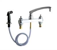 Chicago Faucets - 1102-LESSHDLAB - 8-inch Center Deck Mounted Sink Faucet with Side Spray