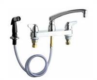 Chicago Faucets - 1102-VPAABCP - 8-inch Center Deck Mounted Sink Faucet with Side Spray