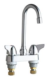 Chicago Faucets 1895-ABCP, Chrome Plated 4-inch Center Mounted Sink Faucet is made of solid brass for long lasting use. Chicago Faucets 1895-ABCP is designed for heavy traffic use in commercial food service kitchens.