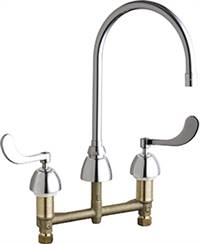 Chicago Faucets 201-AGN8AE3-317AB Kitchen Sink Faucet with 8 inch gooseneck spout, wristblade handles and no side spray. The 201-AGN8AE3-317AB is built for commercial use and can be easily installed into any residential kitchen.