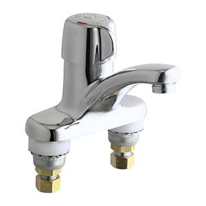 The Chicago Faucets 3300-ABCP MeterMix™ faucet provides the water savings of a metering faucet combined with the convenience of temperature adjustment. MeterMix has MVP™ Metering Cartridge with proven performance 5-year warranty.
