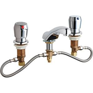 Chicago Faucets 404-HZ665ABCP - Fully Adjustable Widespread Concealed Deck Mount Lavatory Metering Sink Faucet