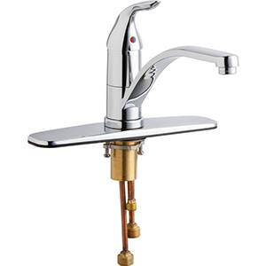 Chicago Faucets 431-ABCP - Single Lever Hot and Cold Water Mixing Sink Faucet with 8 inch Deck Plate