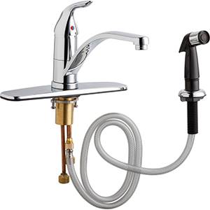 Chicago Faucets 432-ABCP - Single Lever Hot and Cold Water Mixing Sink Faucet with Side Spray