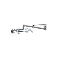 Chicago Faucets - 445-DJ18E1ABCP Adjustable Wall Mounted Faucet, DJ18 - 18 inch Double Jointed Swing Spout and E1 - Quixtop Screen Outlet. 369 - Lever Handles and Quaturn™ Operating Cartridges