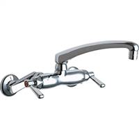 Chicago Faucets - 445-L8ABCP Adjustable Wall Mounted Faucet, L8 - Cast Swing Spout and E3 - 2.2 GPM Softflo® Aerator. Faucet also includes 369 - Lever Handles and Quaturn™ Operating Cartridges