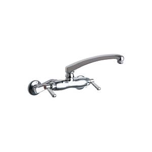 Chicago Faucets - 445-L8E1ABCP Adjustable Wall Mounted Faucet, L8 - Cast Swing Spout and E1 - Quixtop Screen Outlet. 369 - Lever Handles and Quaturn™ Operating Cartridges